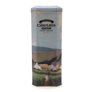 Vintage Carolans Irish Cream Tin Metal Ireland Retro Blue Hinge Lid Farm Country